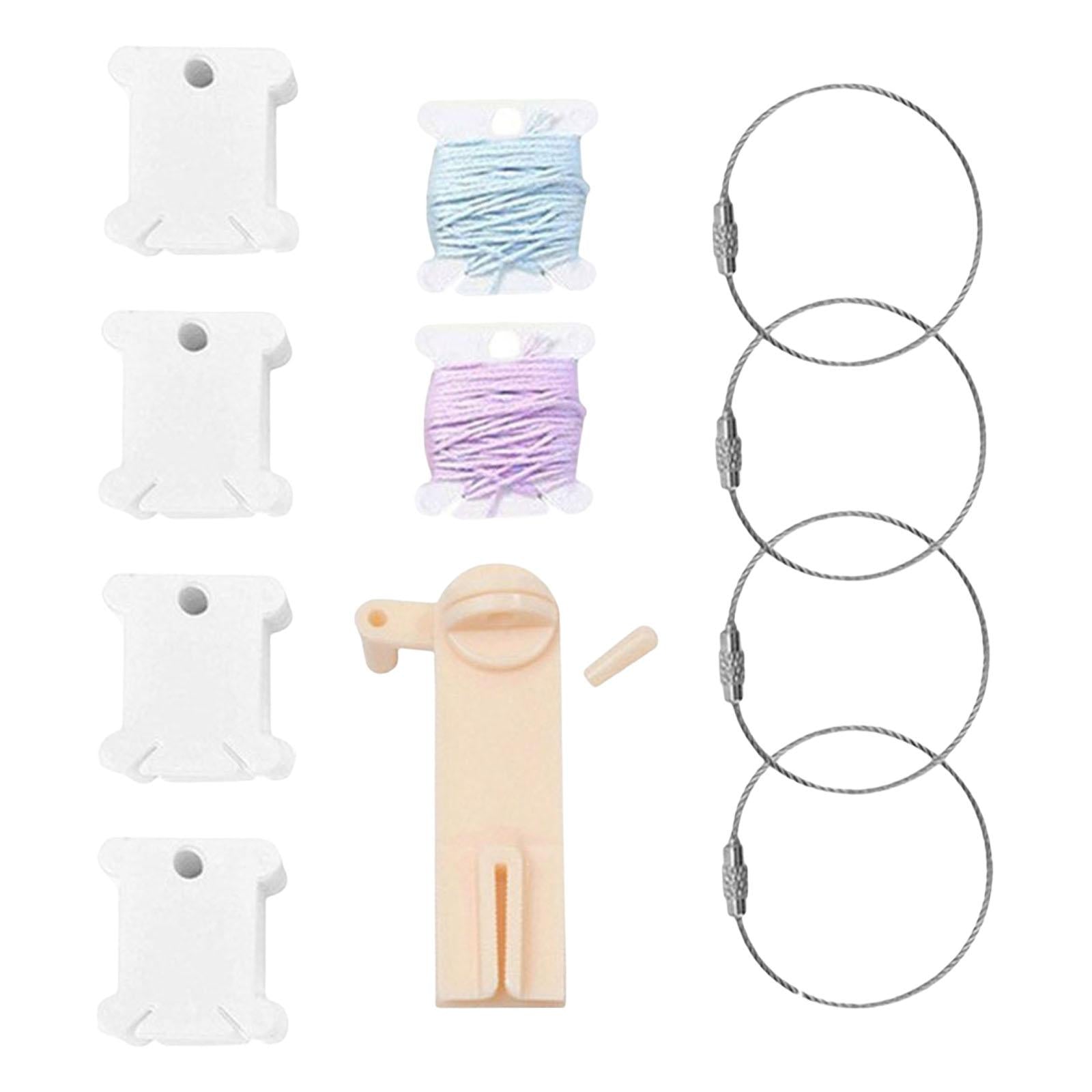 120x Plastic Floss Bobbins with Bobbin Winder Thread Cards for Cross Stitch