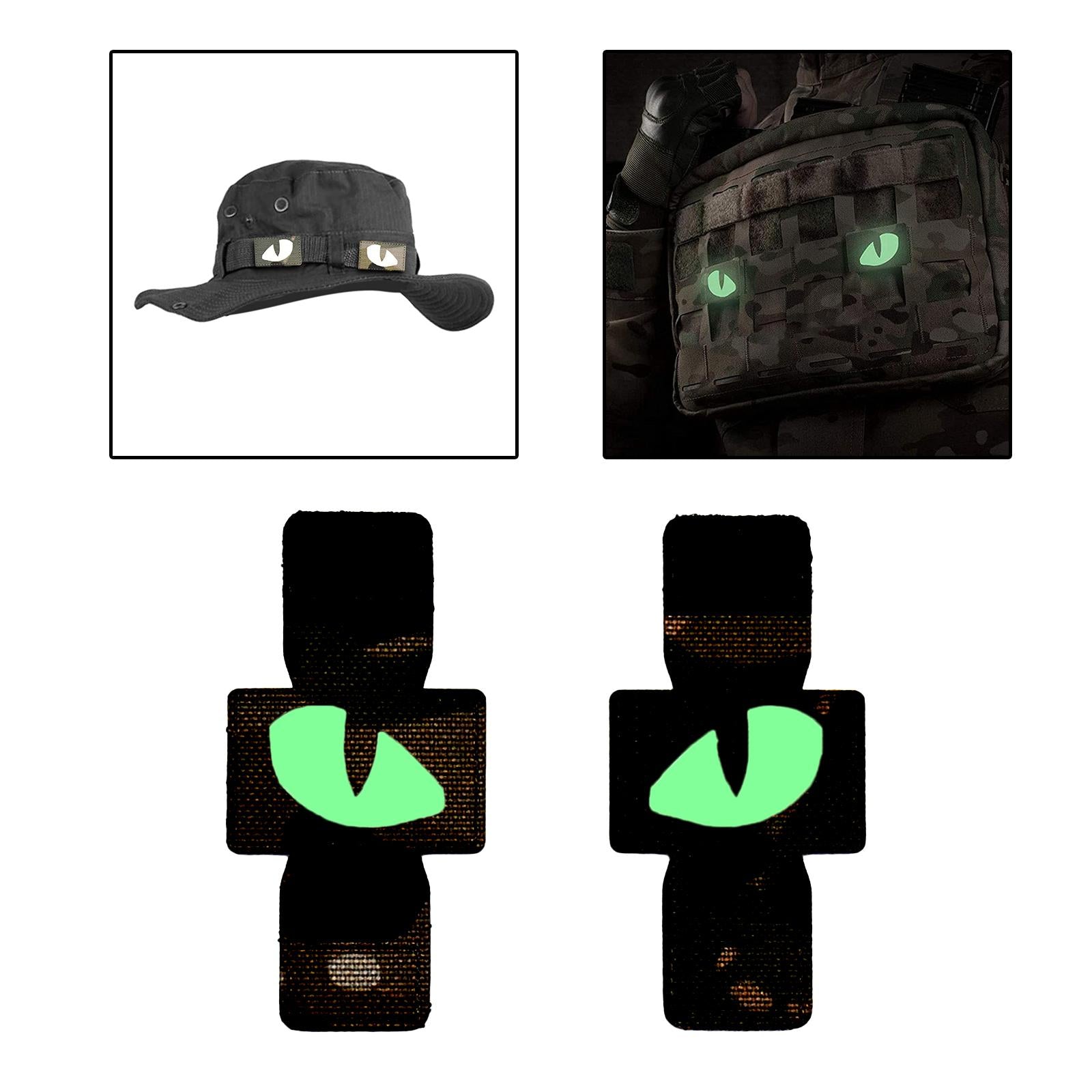 2Pcs Cloth Cat Eyes Patches Luminous Armband for Clothing Uniform Pants Hats