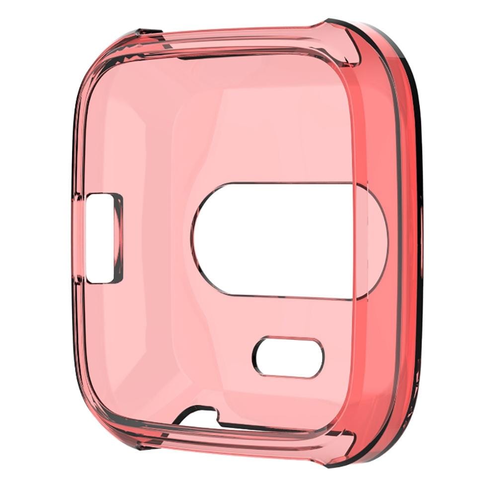 For Fitbit Versa Lite Smart Watch Silicone Protective Case (Transparent Red)