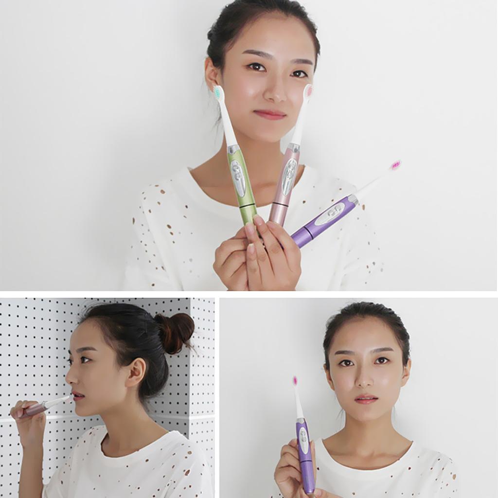 Adults Electric Soft Toothbrush Oral Care Toothbrush + 2 Brush Head Pink