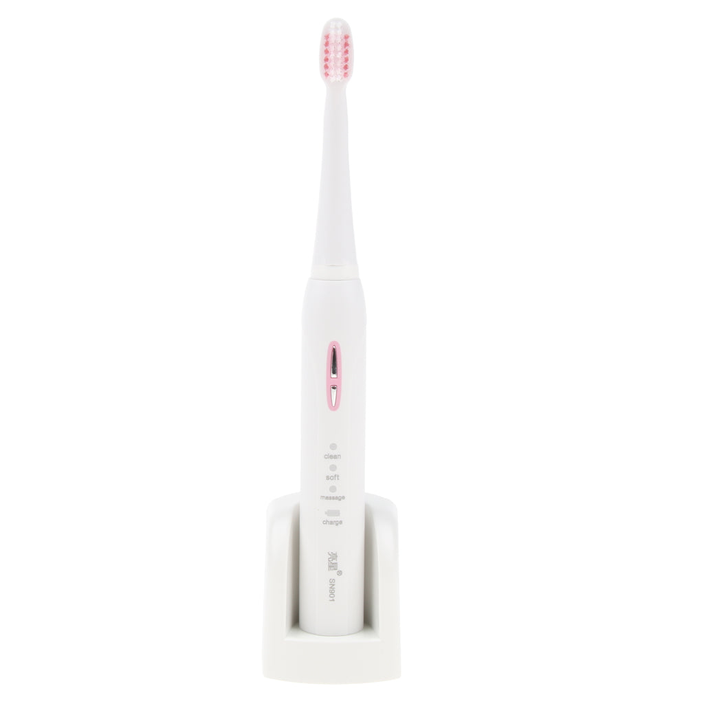 Adults Electric Soft Toothbrush Oral Care Toothbrush + 3 Brush Head Pink