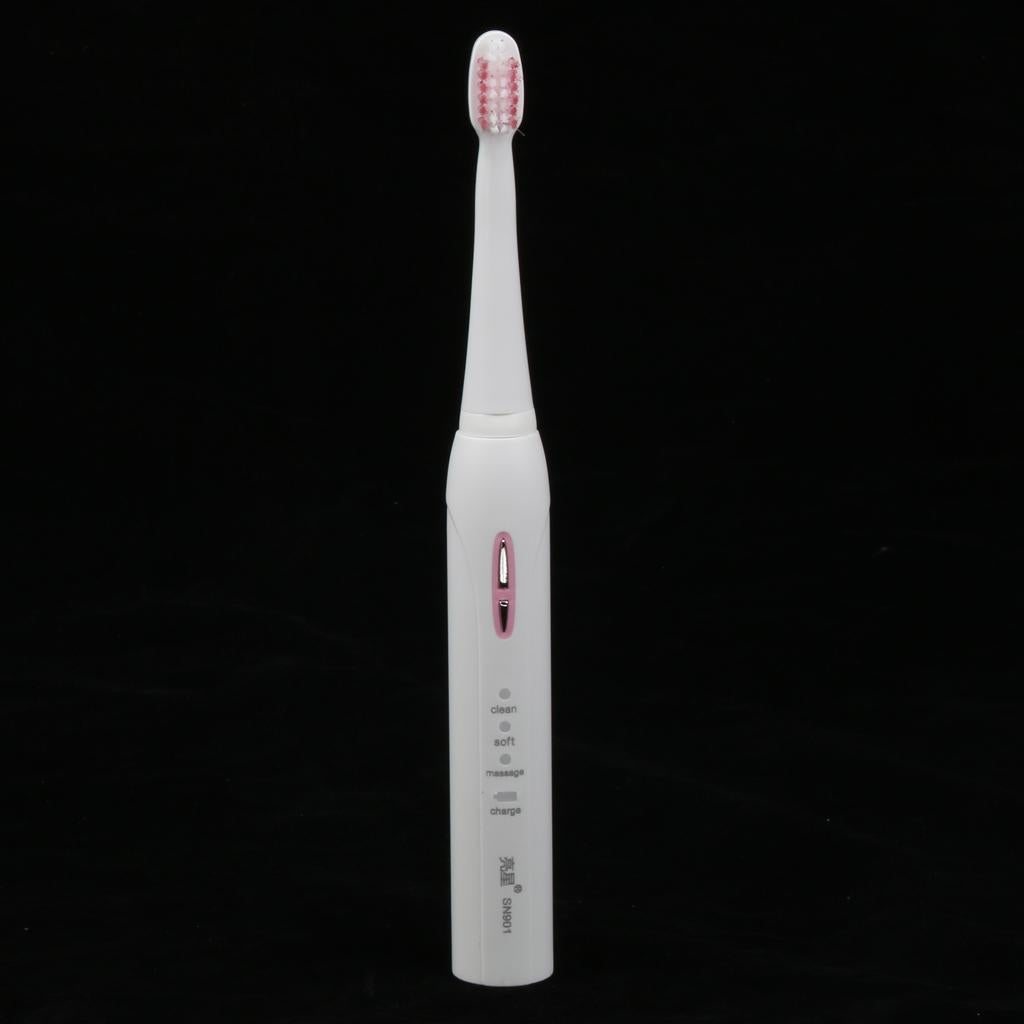 Adults Electric Soft Toothbrush Oral Care Toothbrush + 3 Brush Head Pink