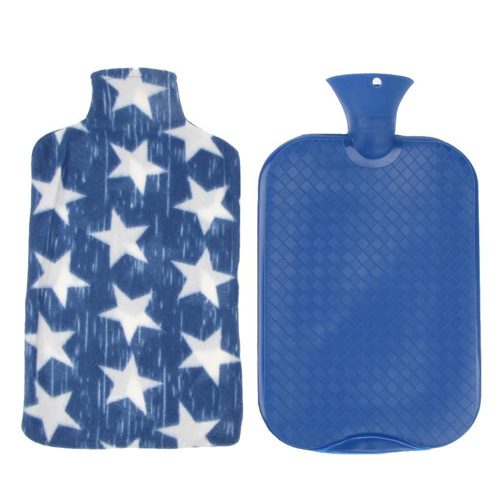 3L Large Hot Heat Warm Water Bottle Thicker Warming Bag with Cover Blue