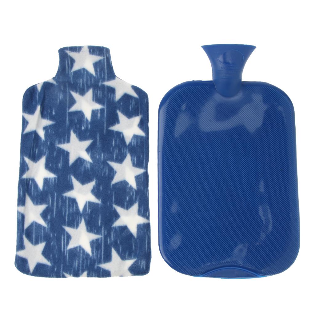 3L Large Hot Heat Warm Water Bottle Thicker Warming Bag with Cover Blue