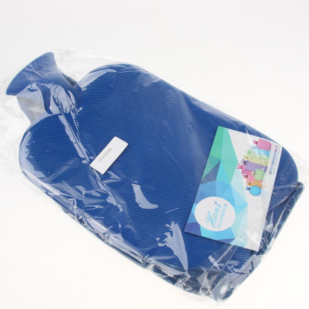 3L Large Hot Heat Warm Water Bottle Thicker Warming Bag with Cover Blue