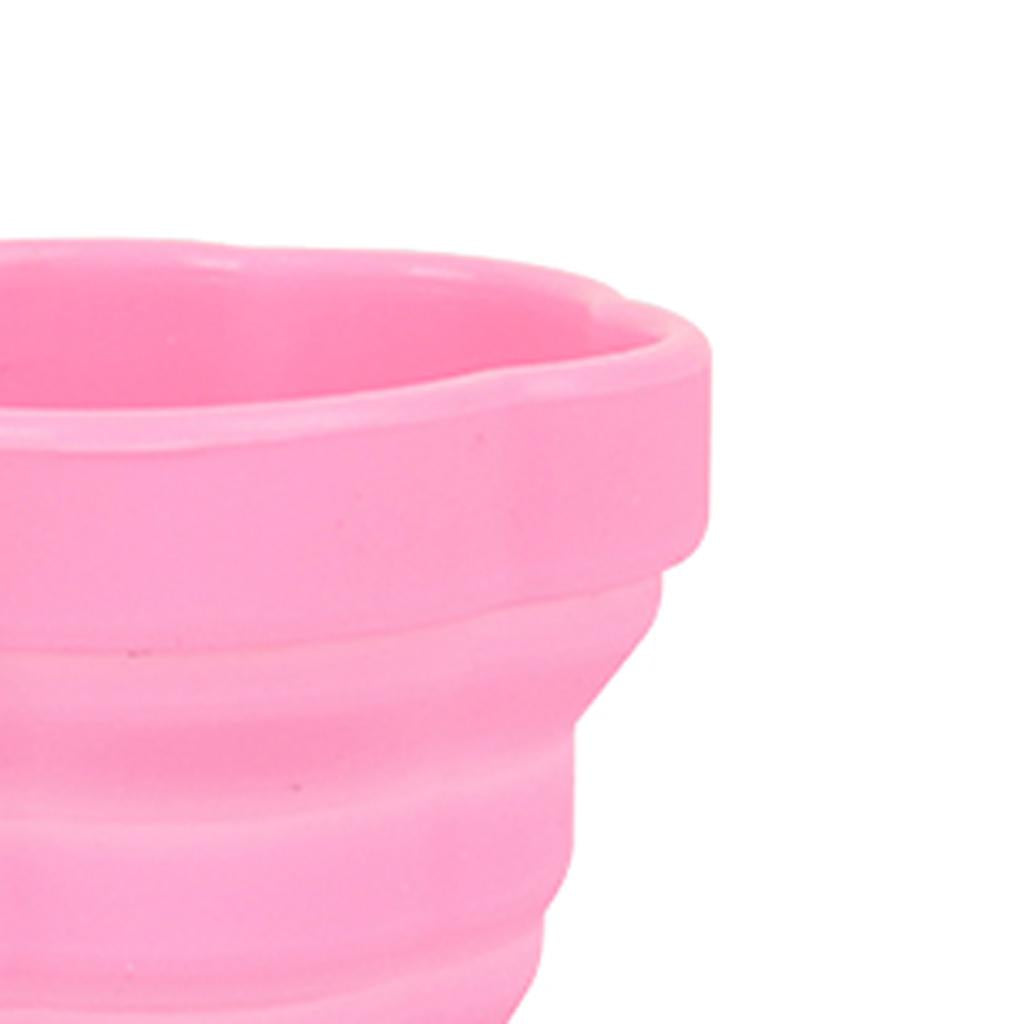Reusable Silicone Expandable Collapsible Travel Cup with Toothbrush Pink