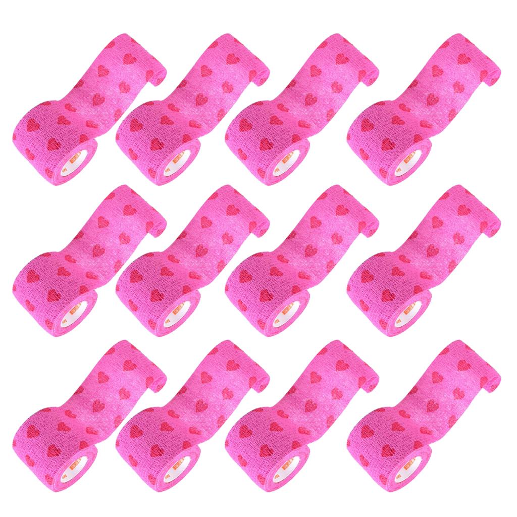 12pcs Non Woven Self Adhesive Cohesive Wrap Bandage Tape Red Heart