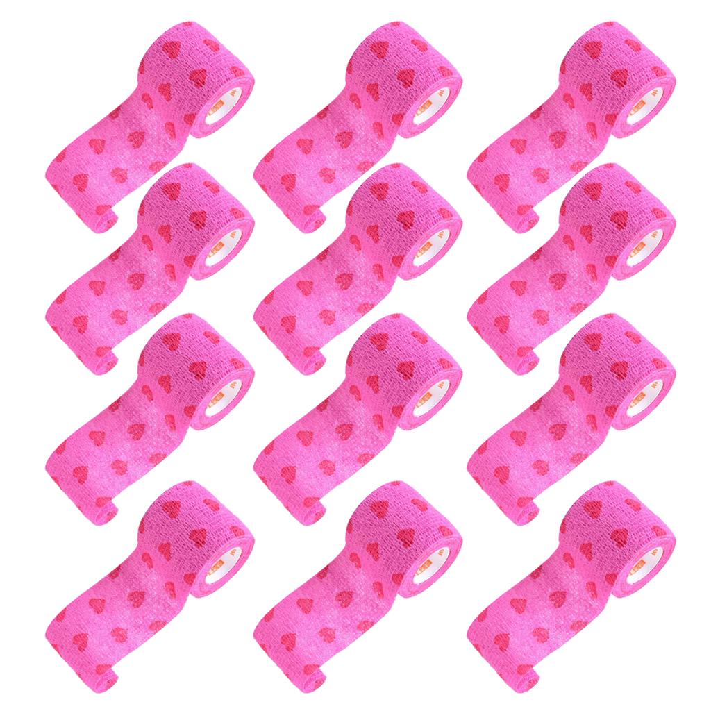 12pcs Non Woven Self Adhesive Cohesive Wrap Bandage Tape Red Heart