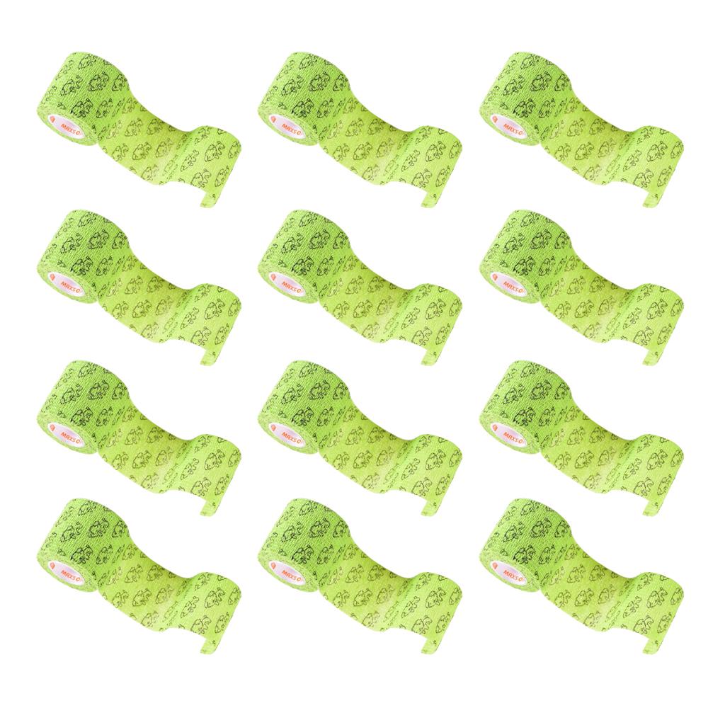 12pcs Non Woven Self Adhesive Cohesive Wrap Bandage Tape Green Dog