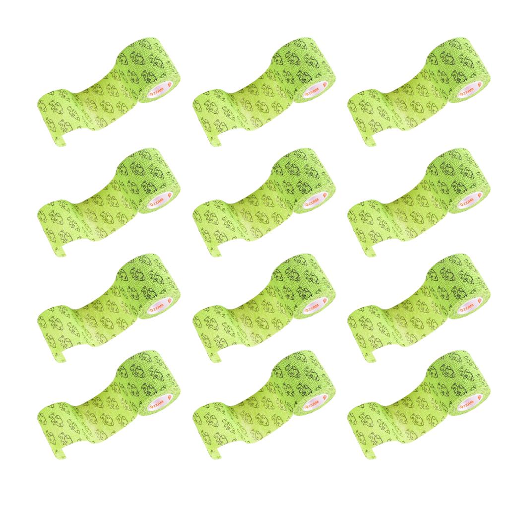 12pcs Non Woven Self Adhesive Cohesive Wrap Bandage Tape Green Dog