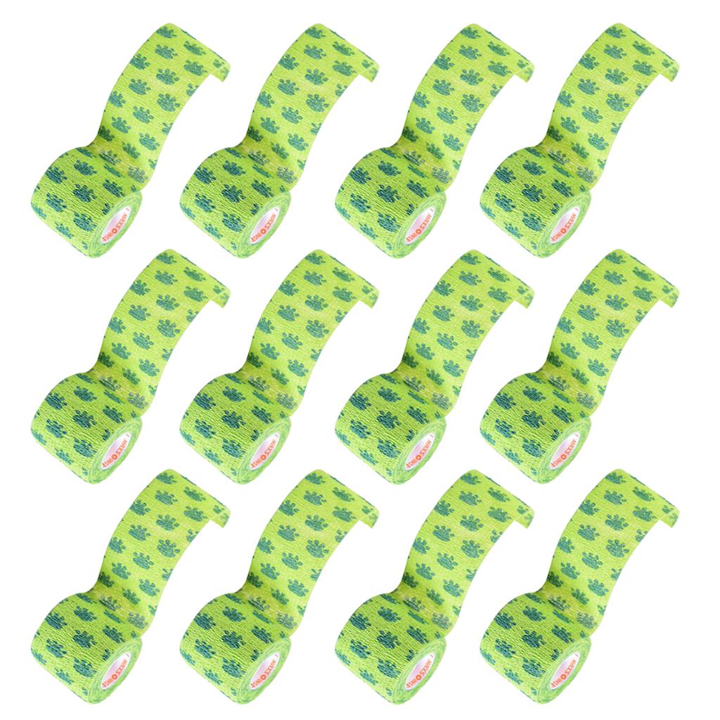 12pcs Non Woven Self Adhesive Cohesive Wrap Bandage Tape Green