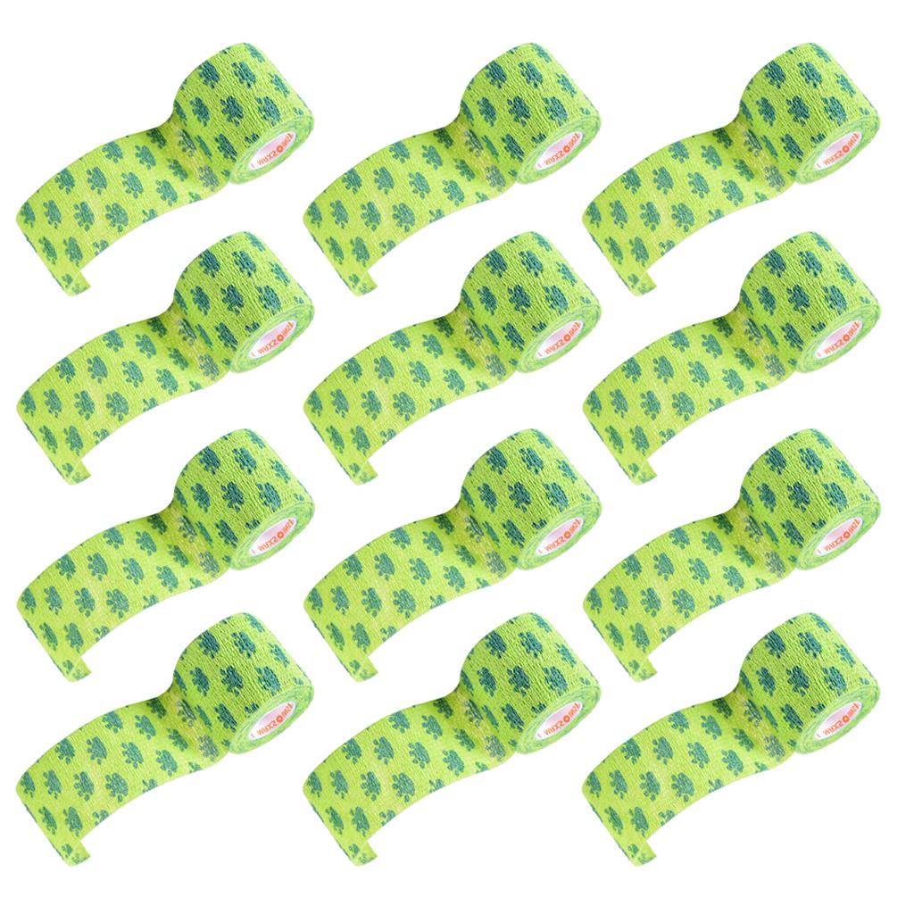 12pcs Non Woven Self Adhesive Cohesive Wrap Bandage Tape Green