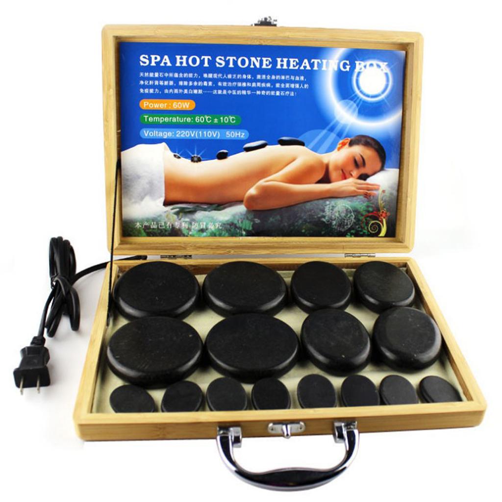 Hot Stone Massage Heater Warmer Box Case For 16 Piece Spa Rock Stone