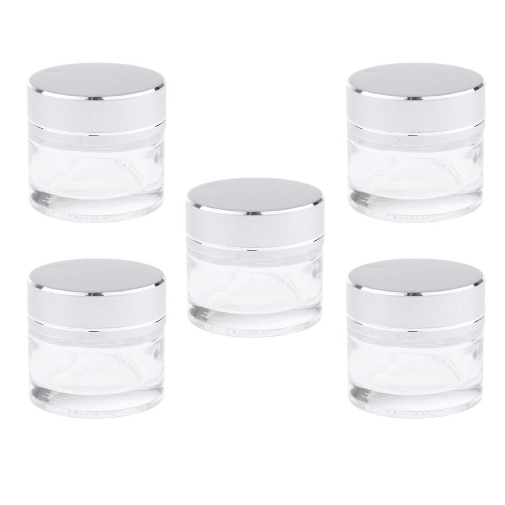 5 Pieces Empty Refillable Cosmetic Containers Round Glass Jars for Cream 5g