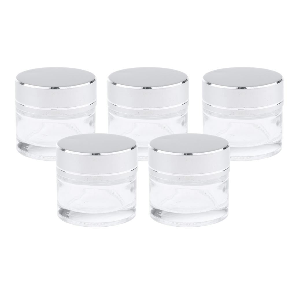 5 Pieces Empty Refillable Cosmetic Containers Round Glass Jars for Cream 5g