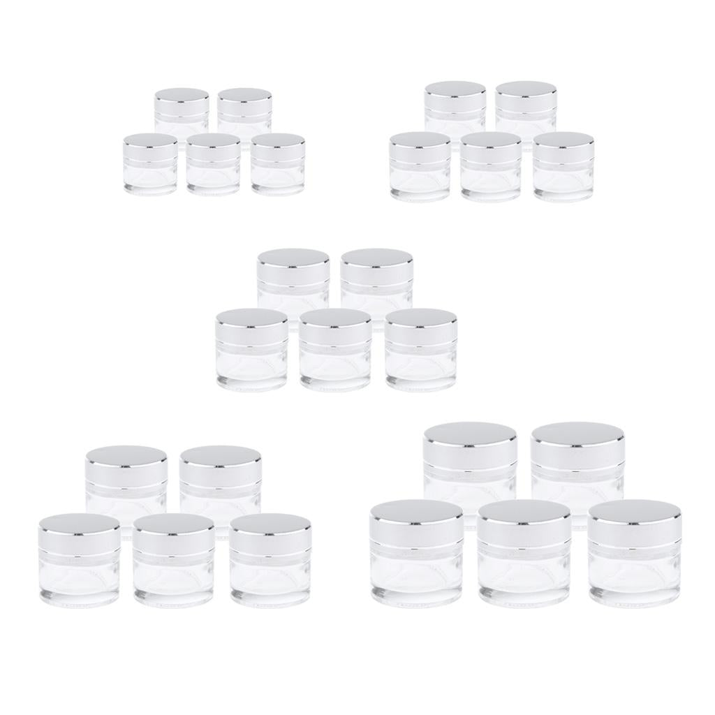 5 Pieces Empty Refillable Cosmetic Containers Round Glass Jars for Cream 5g