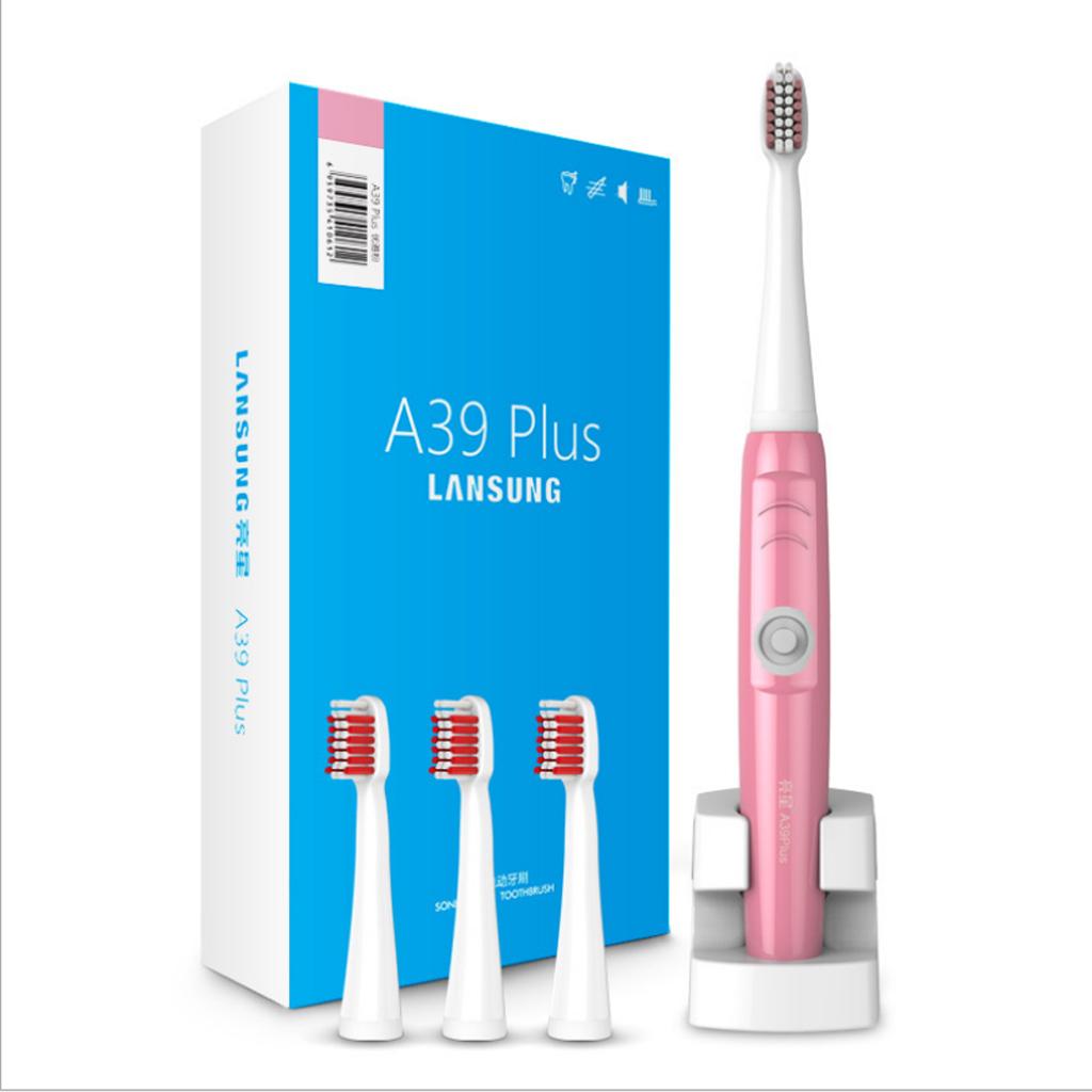 Rechargeable Electric Toothbrush Tooth Brush Set Adults US Plug Elegant Pink