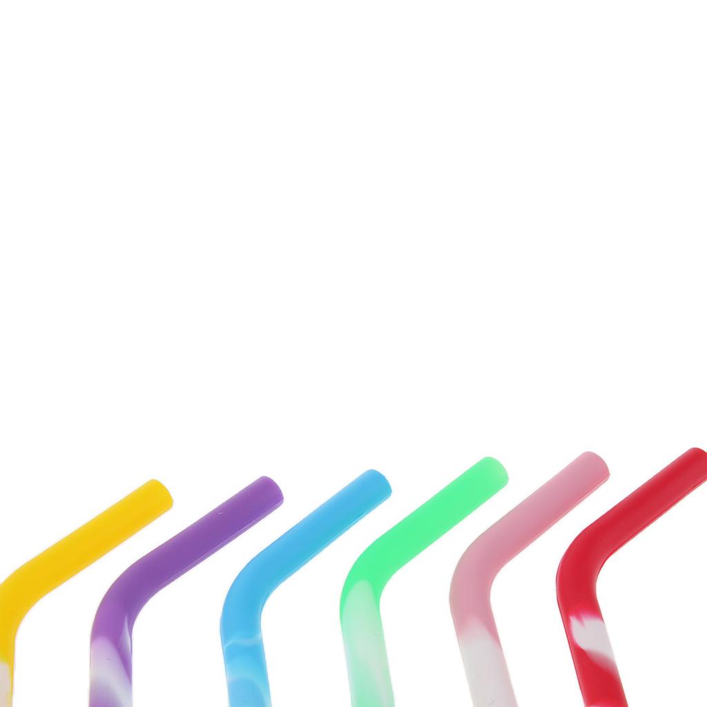 6 x Silicone Folding Drinking Straws with Brush Outdoor Drinkware Thread