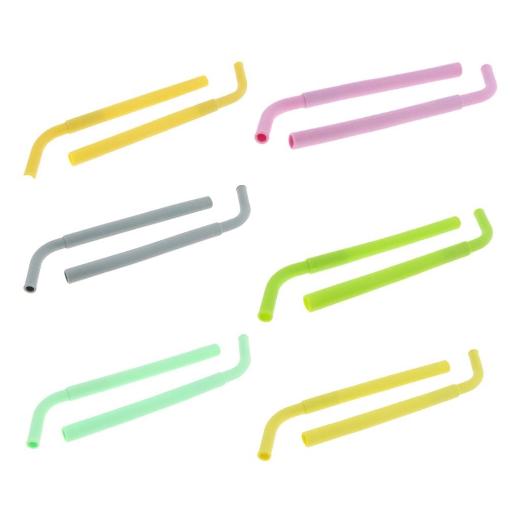 2pcs Silicone Flexible Reusable Straight Bendy Drinking Straws Dark Yellow