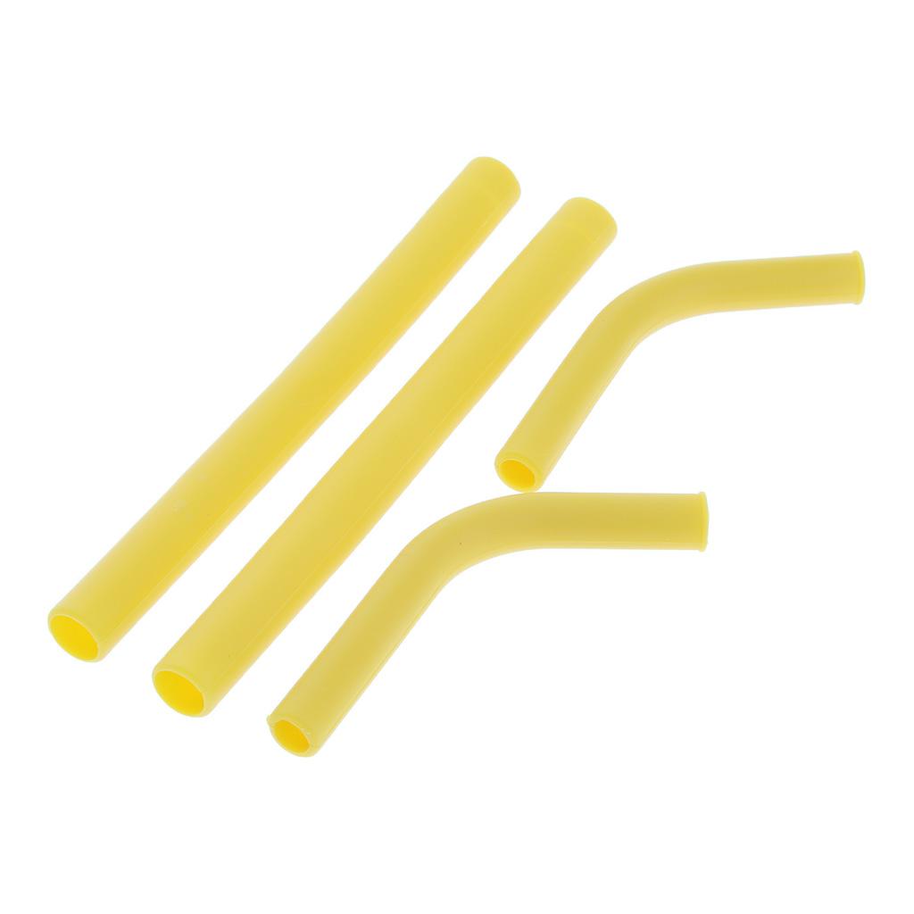 2pcs Silicone Flexible Reusable Straight Bendy Drinking Straws Dark Yellow