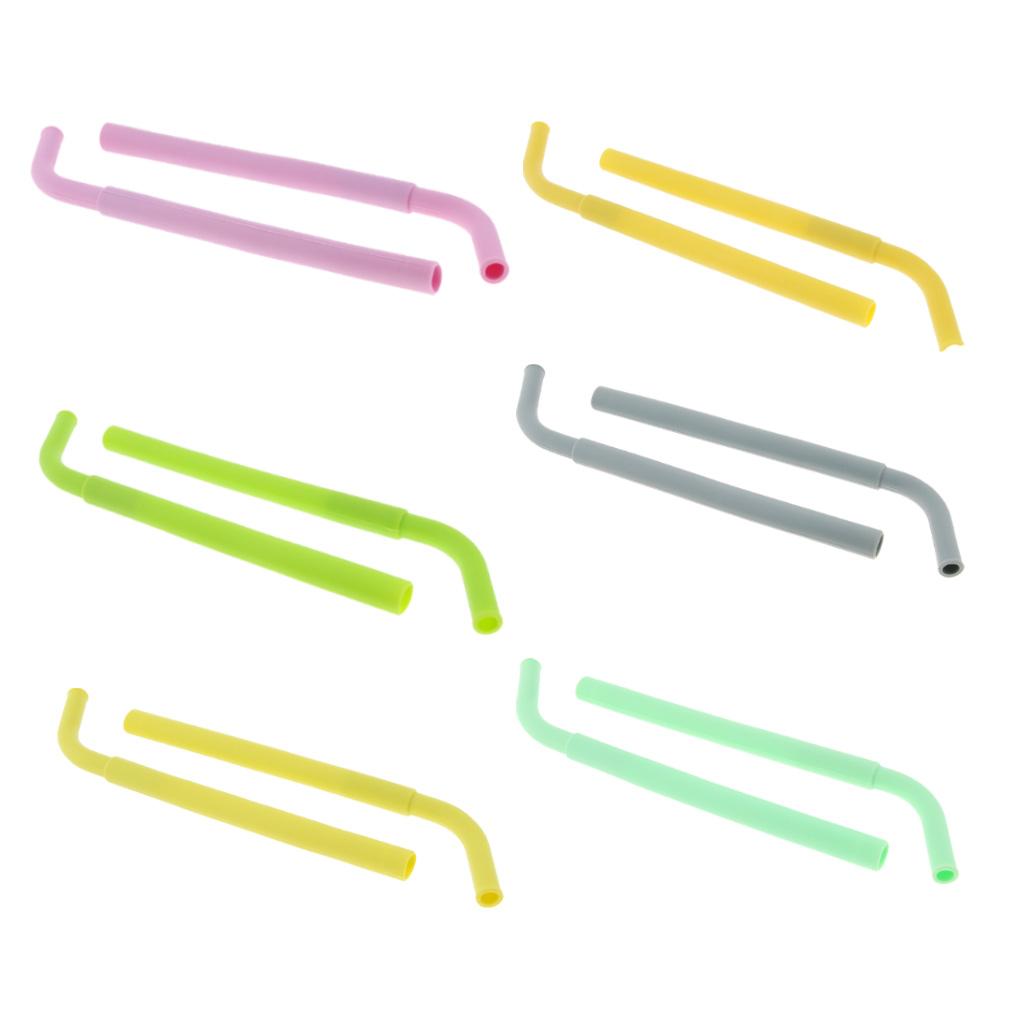 2pcs Silicone Flexible Reusable Straight Bendy Drinking Straws Dark Yellow
