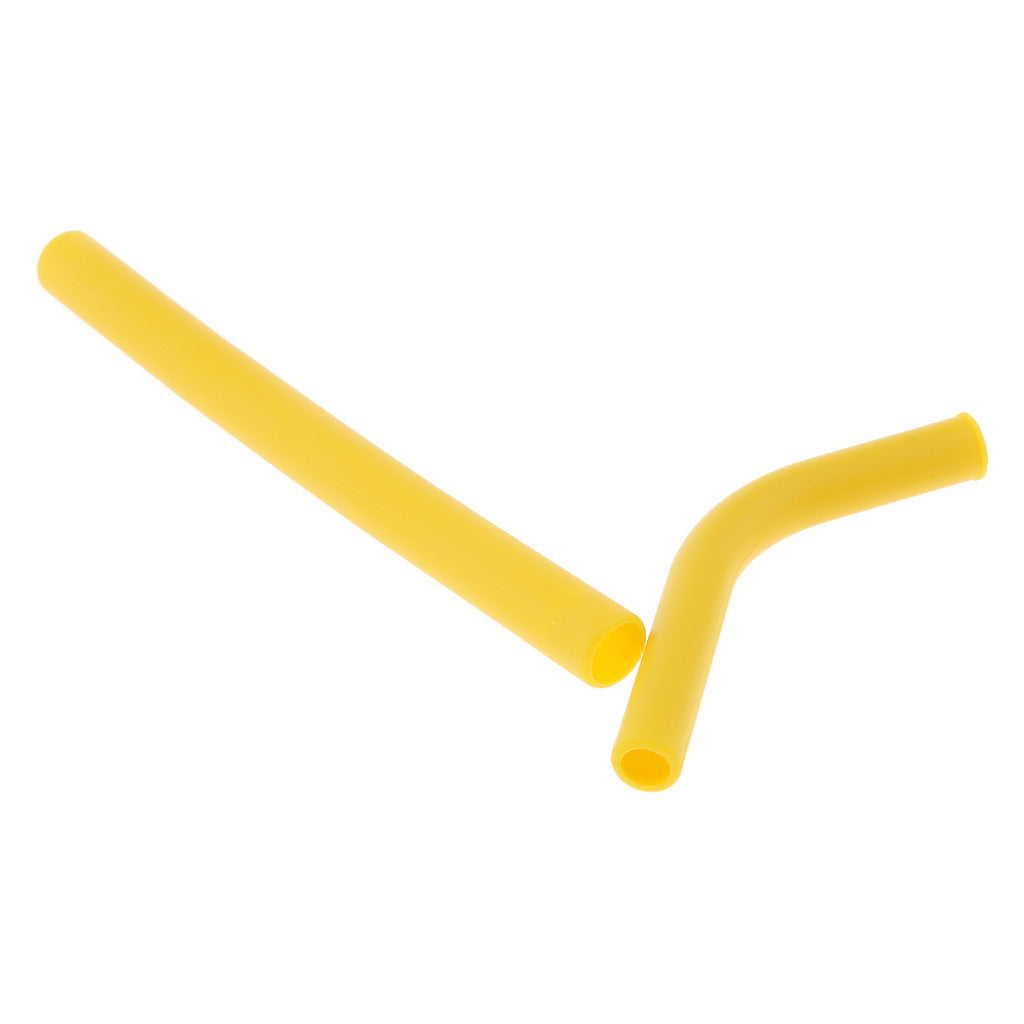 2pcs Silicone Flexible Reusable Straight Bendy Drinking Straws Dark Yellow