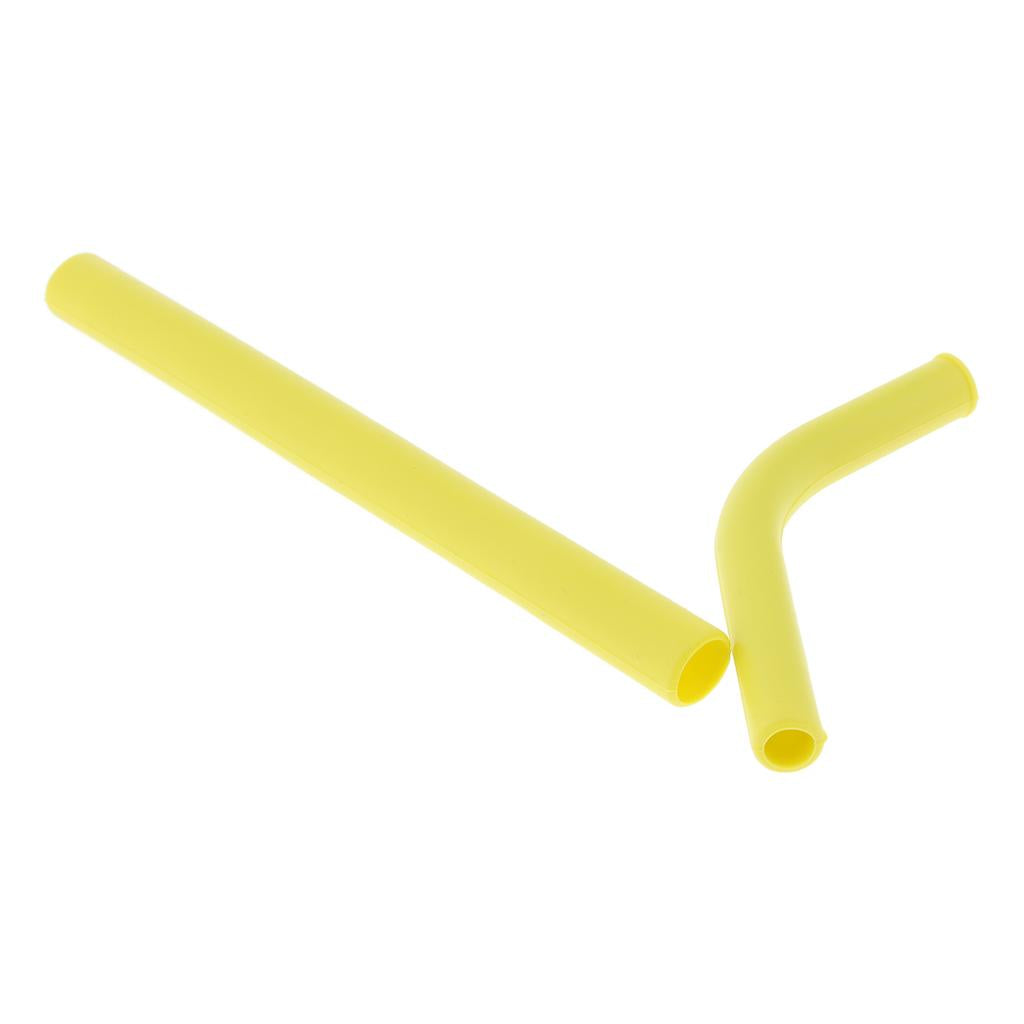 2pcs Silicone Flexible Reusable Straight Bendy Drinking Straws Yellow