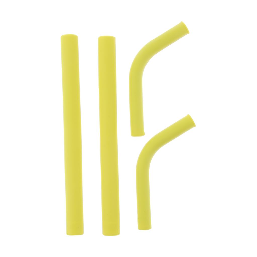 2pcs Silicone Flexible Reusable Straight Bendy Drinking Straws Yellow