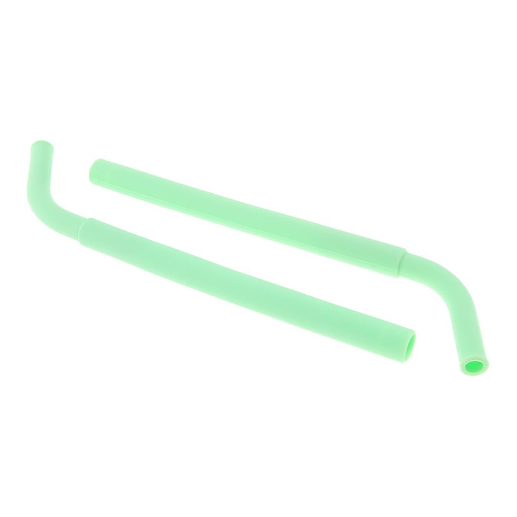 2pcs Silicone Flexible Reusable Straight Bendy Drinking Straws Green
