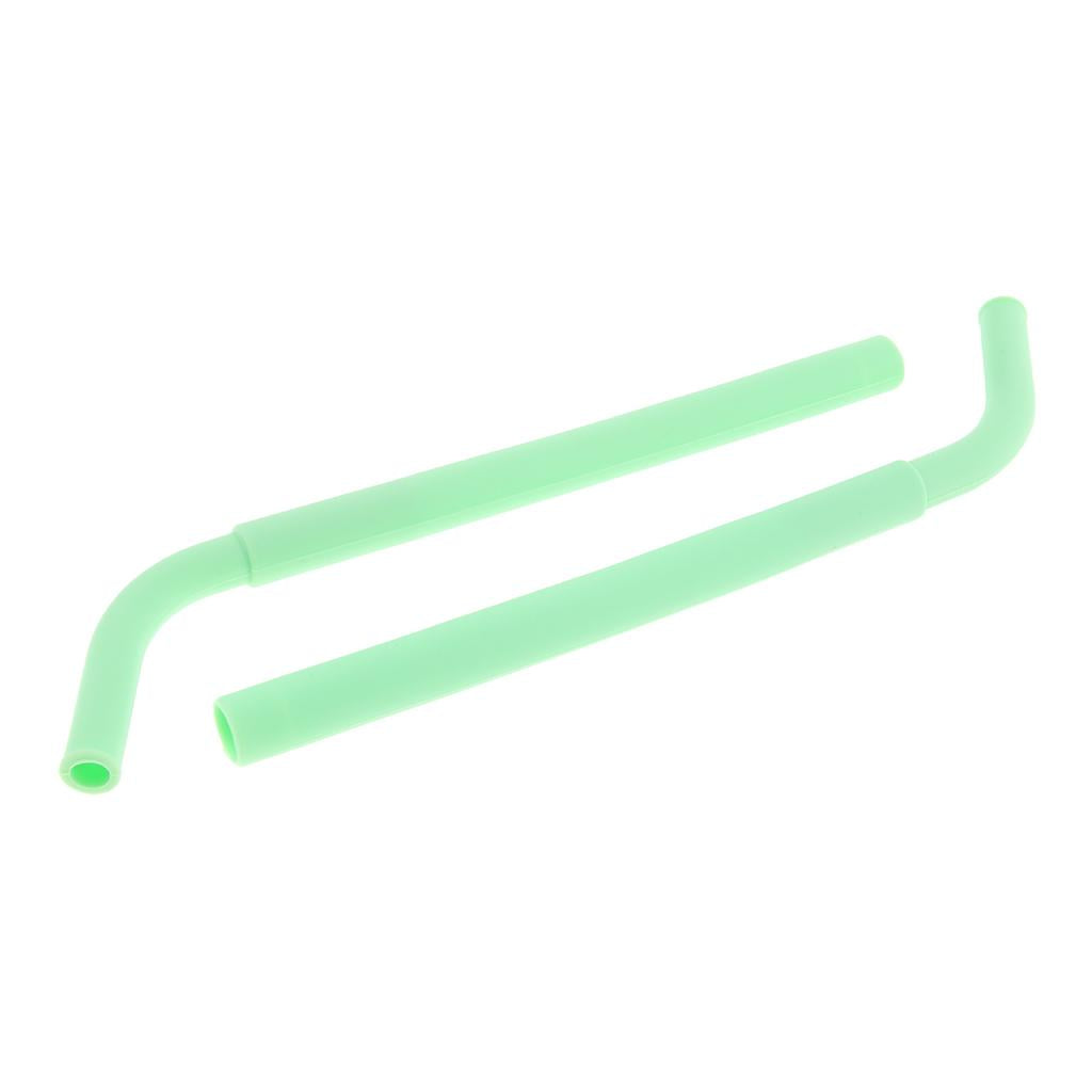 2pcs Silicone Flexible Reusable Straight Bendy Drinking Straws Green