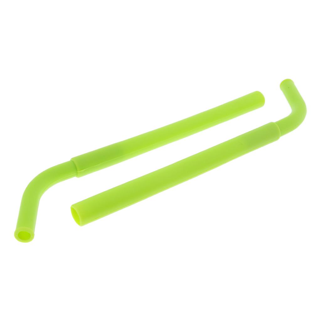 2pcs Silicone Flexible Reusable Straight Bendy Drinking Straws Dark Green