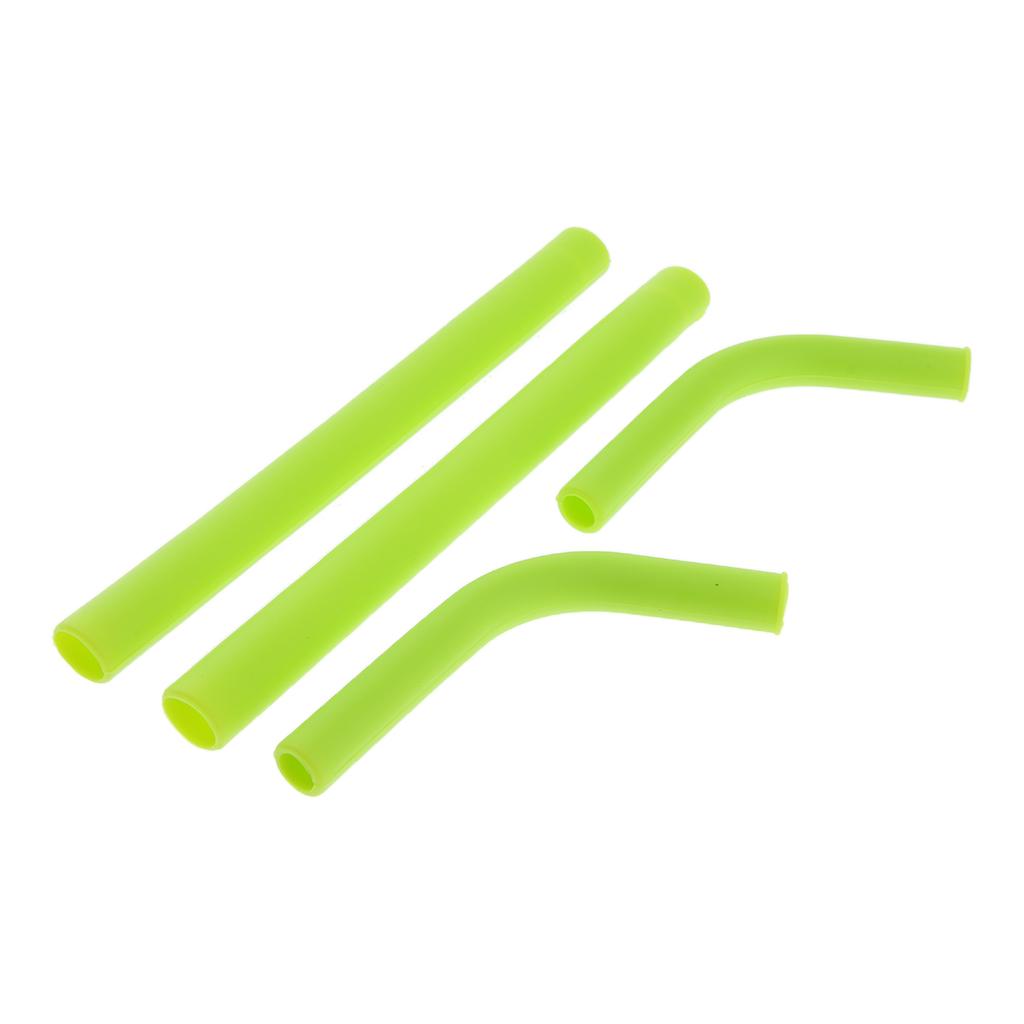 2pcs Silicone Flexible Reusable Straight Bendy Drinking Straws Dark Green