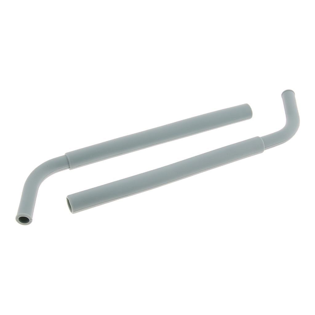 2pcs Silicone Flexible Reusable Straight Bendy Drinking Straws Gray