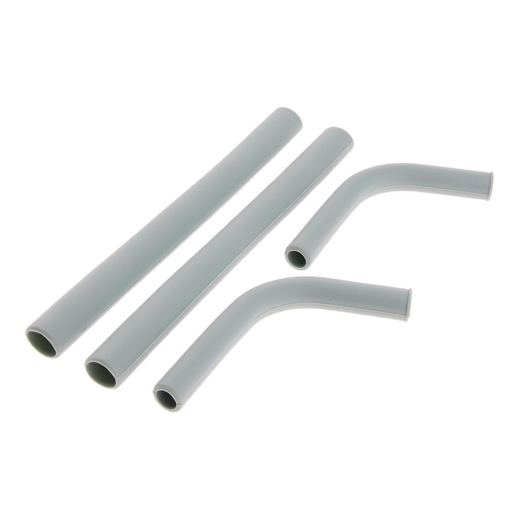 2pcs Silicone Flexible Reusable Straight Bendy Drinking Straws Gray