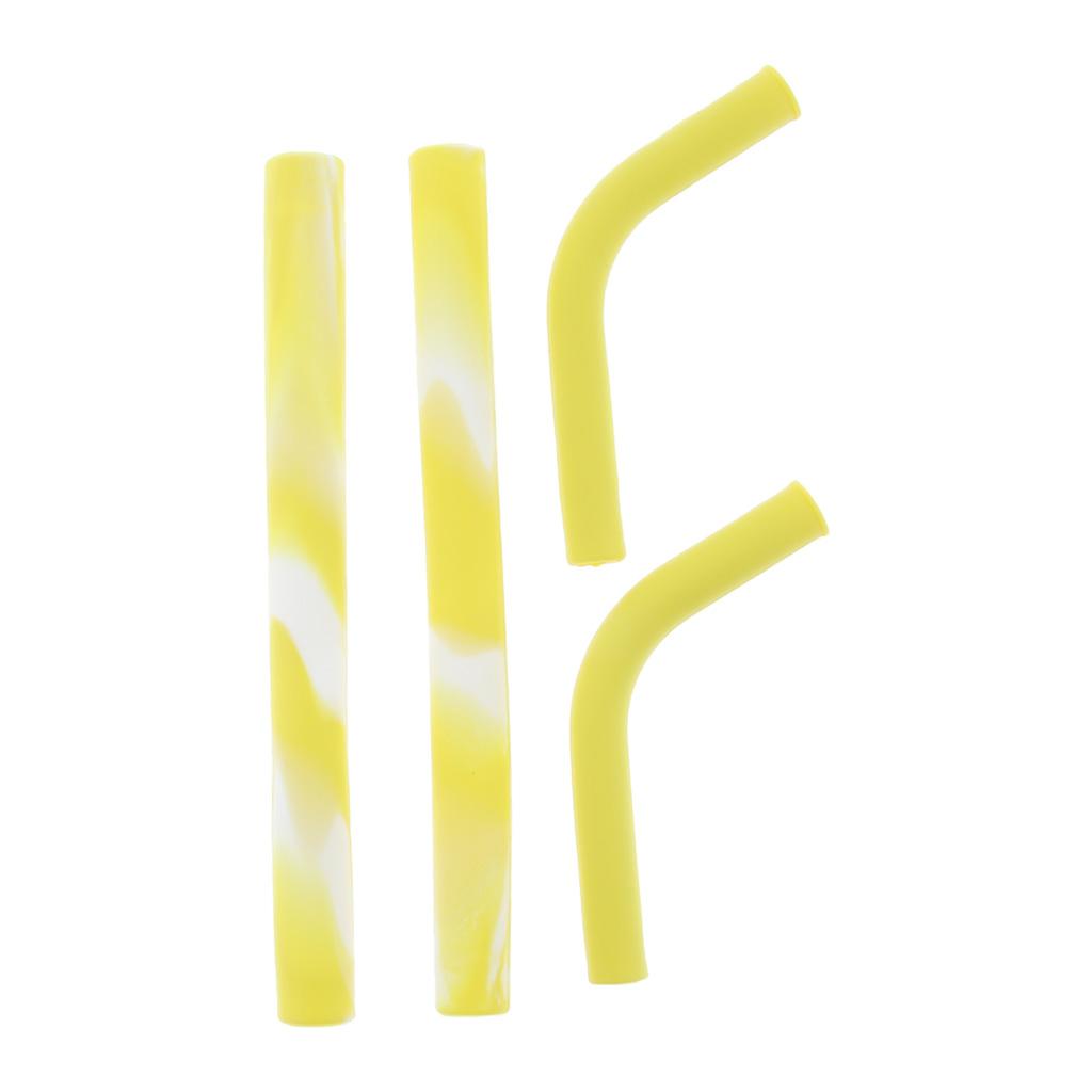2 Pieces Silicone Folding Drinking Straws Outdoor Drinkware Deep Yellow