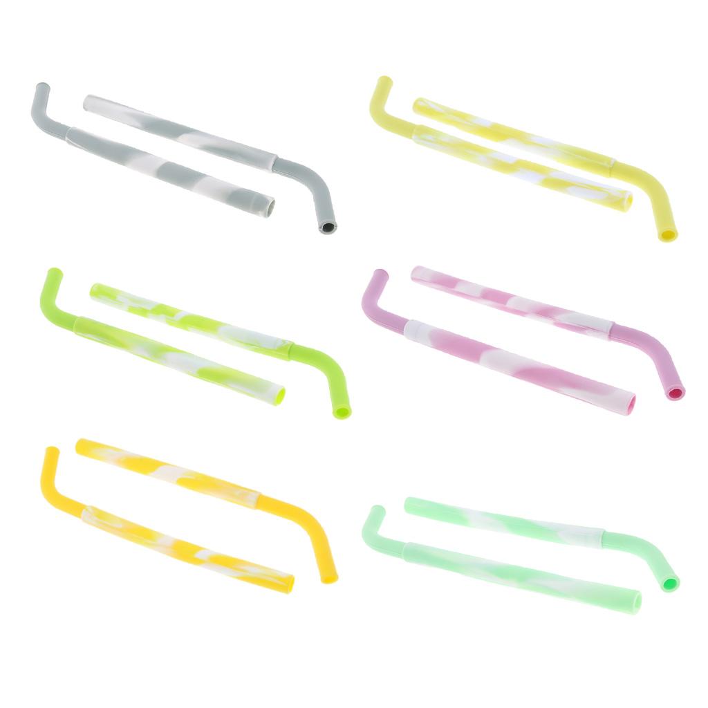 2 Pieces Silicone Folding Drinking Straws Outdoor Drinkware Deep Yellow
