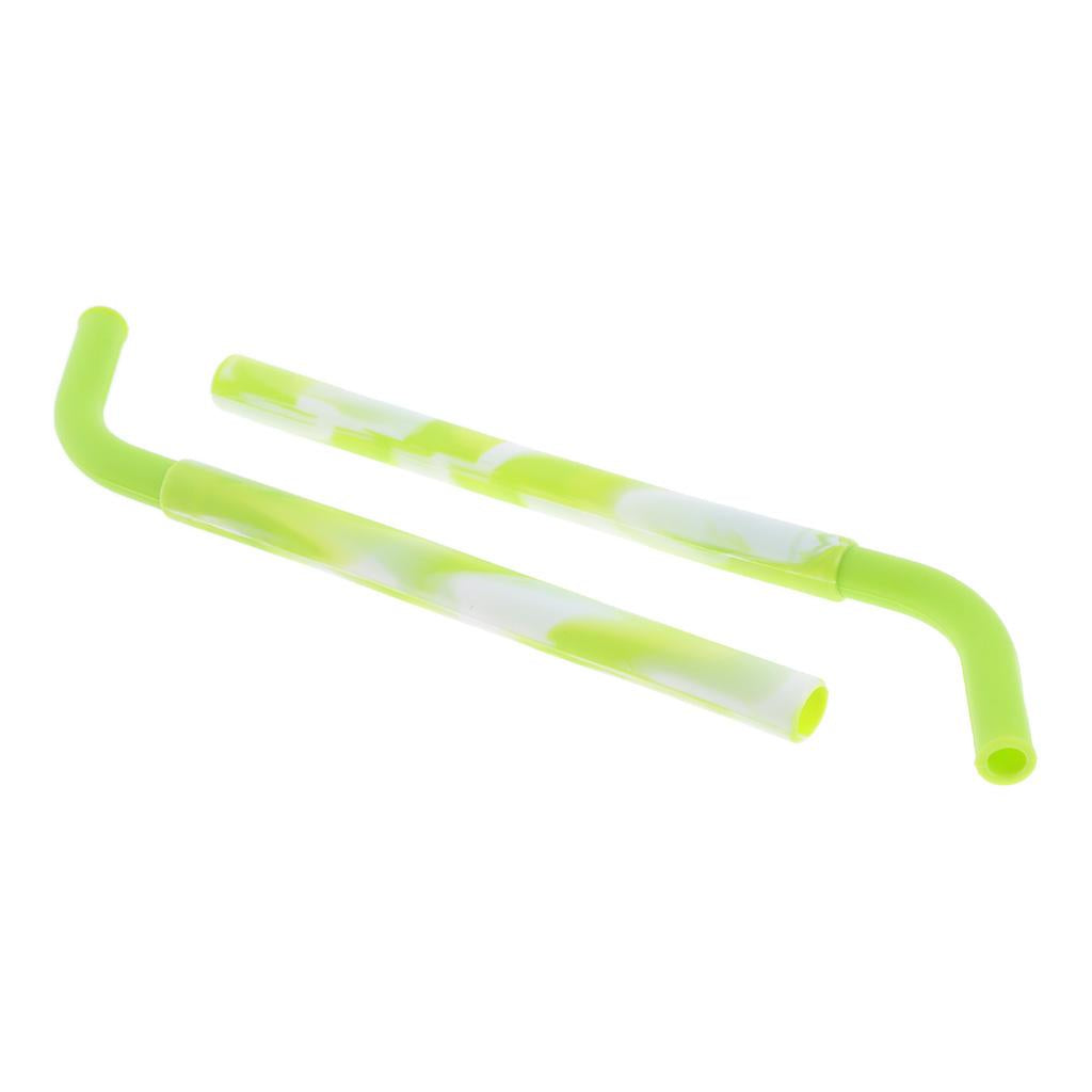 2 Pieces Silicone Folding Drinking Straws Outdoor Drinkware Green