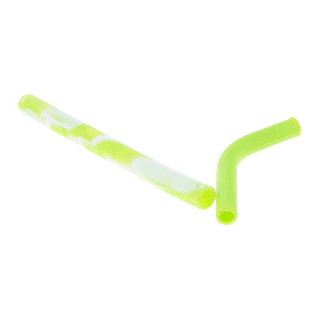 2 Pieces Silicone Folding Drinking Straws Outdoor Drinkware Green