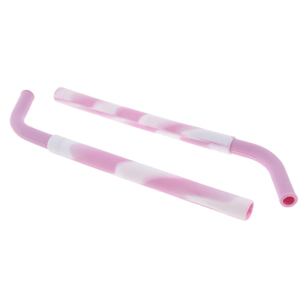 2 Pieces Silicone Folding Drinking Straws Outdoor Drinkware Light Purple
