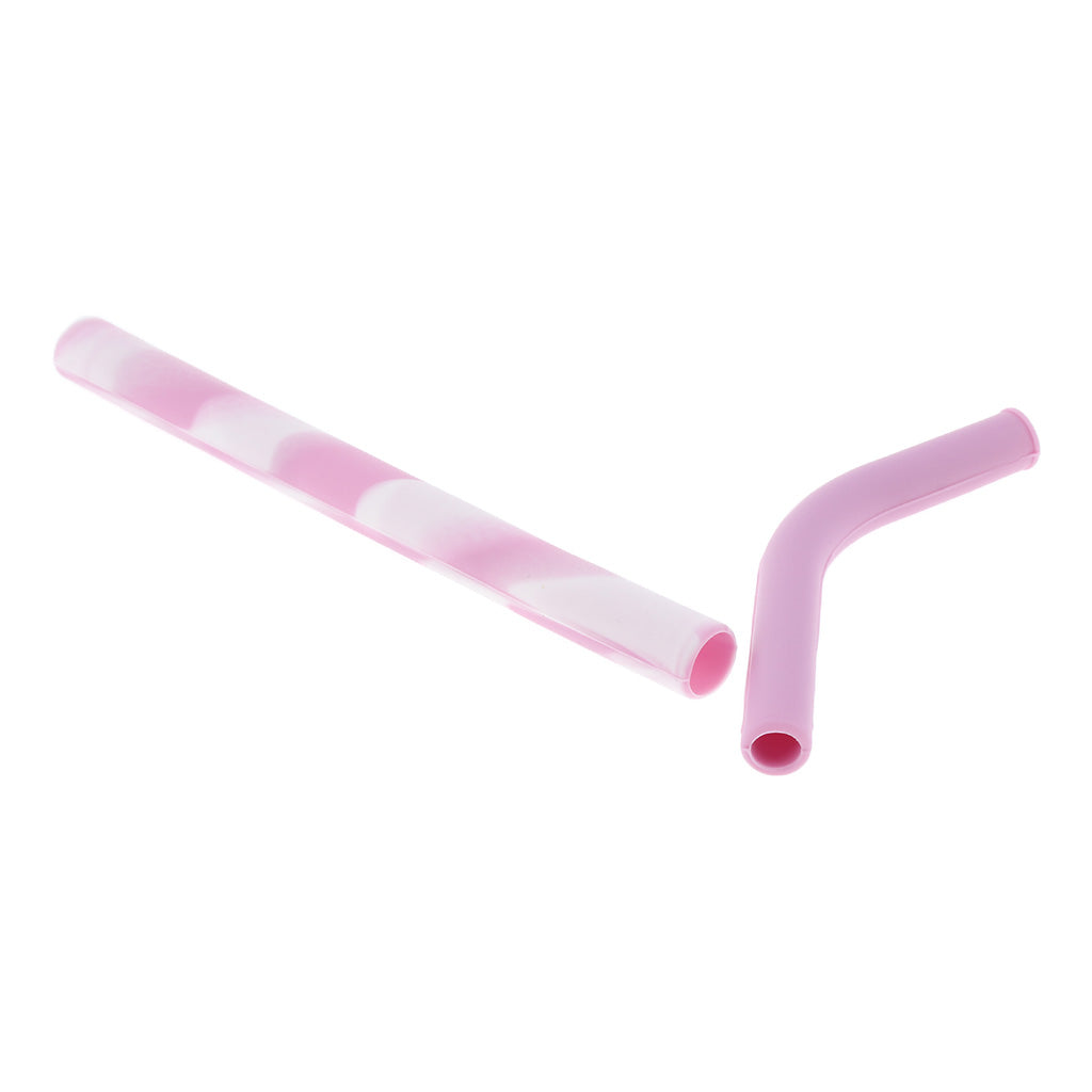 2 Pieces Silicone Folding Drinking Straws Outdoor Drinkware Light Purple