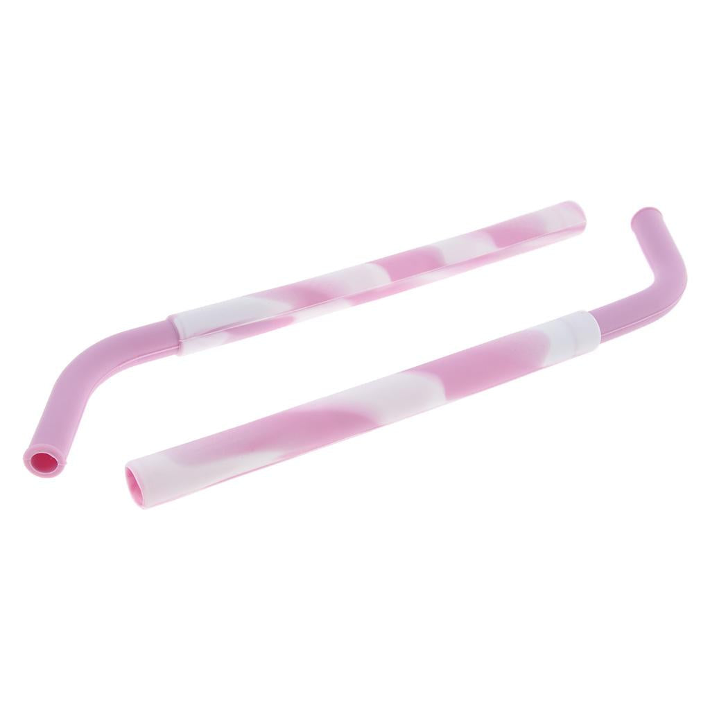 2 Pieces Silicone Folding Drinking Straws Outdoor Drinkware Light Purple