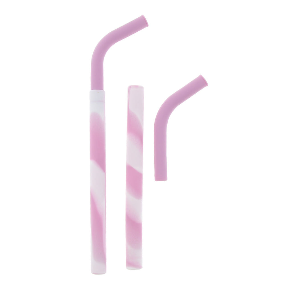2 Pieces Silicone Folding Drinking Straws Outdoor Drinkware Light Purple