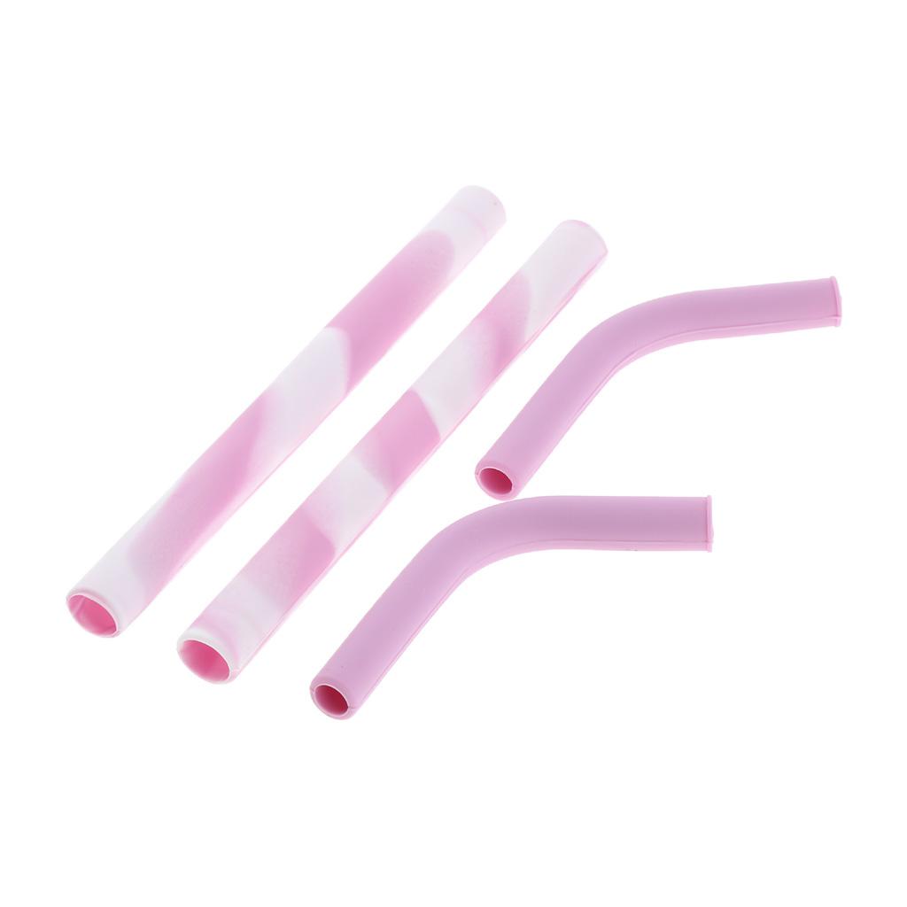 2 Pieces Silicone Folding Drinking Straws Outdoor Drinkware Light Purple