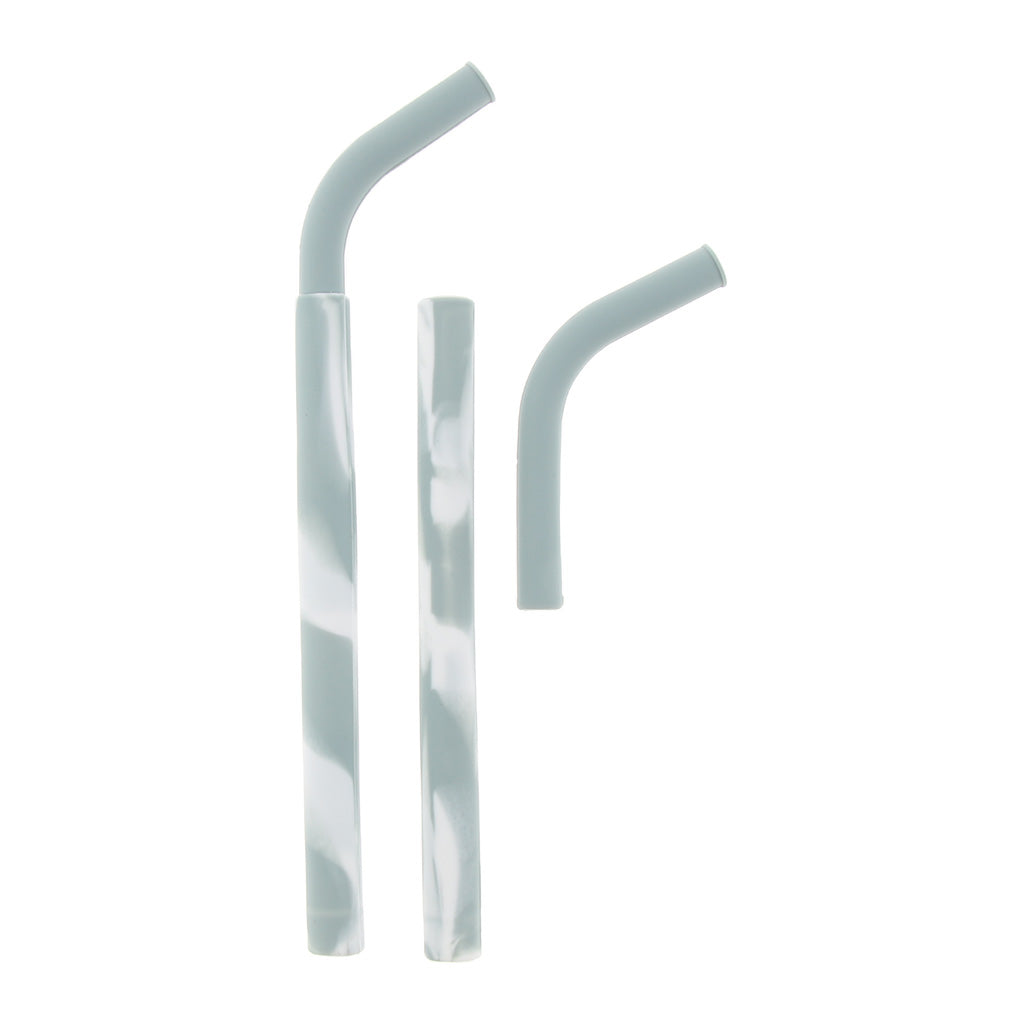 2 Pieces Silicone Folding Drinking Straws Outdoor Drinkware Light Gray