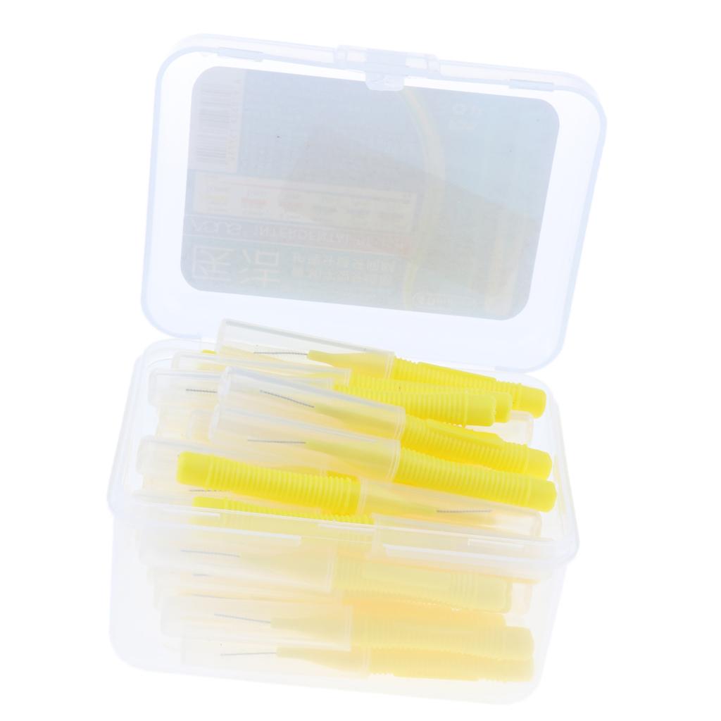 40 Pieces/ Box Dental Interdental Brush Tooth Pick Flosser Toothpick Sticks  Yellow 0.4mm