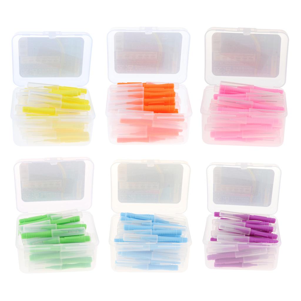 40 Pieces/ Box Dental Interdental Brush Tooth Pick Flosser Toothpick Sticks  Yellow 0.4mm