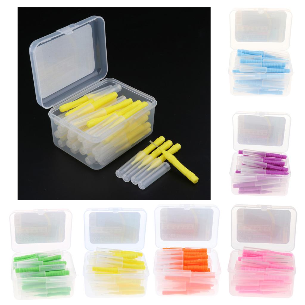40 Pieces/ Box Dental Interdental Brush Tooth Pick Flosser Toothpick Sticks  Yellow 0.4mm