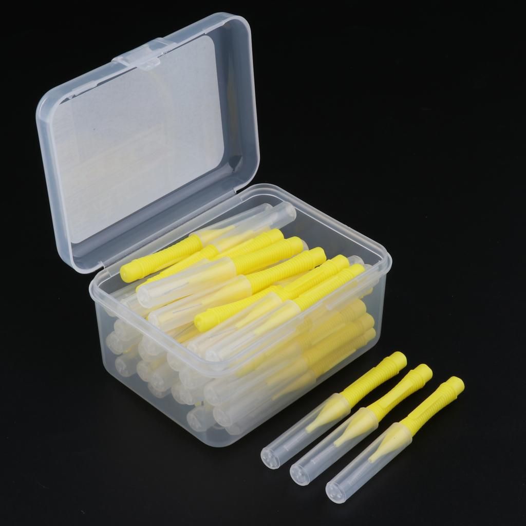 40 Pieces/ Box Dental Interdental Brush Tooth Pick Flosser Toothpick Sticks  Yellow 0.4mm