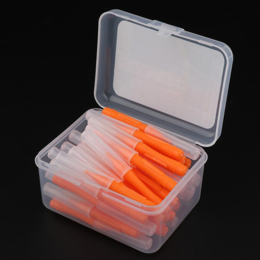 40 Pieces/ Box Dental Interdental Brush Tooth Pick Flosser Toothpick Sticks  Orange 0.6mm
