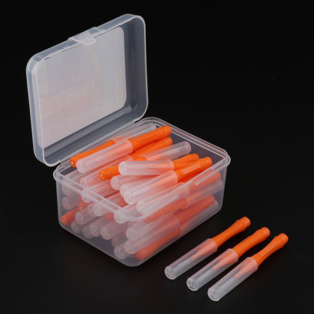 40 Pieces/ Box Dental Interdental Brush Tooth Pick Flosser Toothpick Sticks  Orange 0.6mm